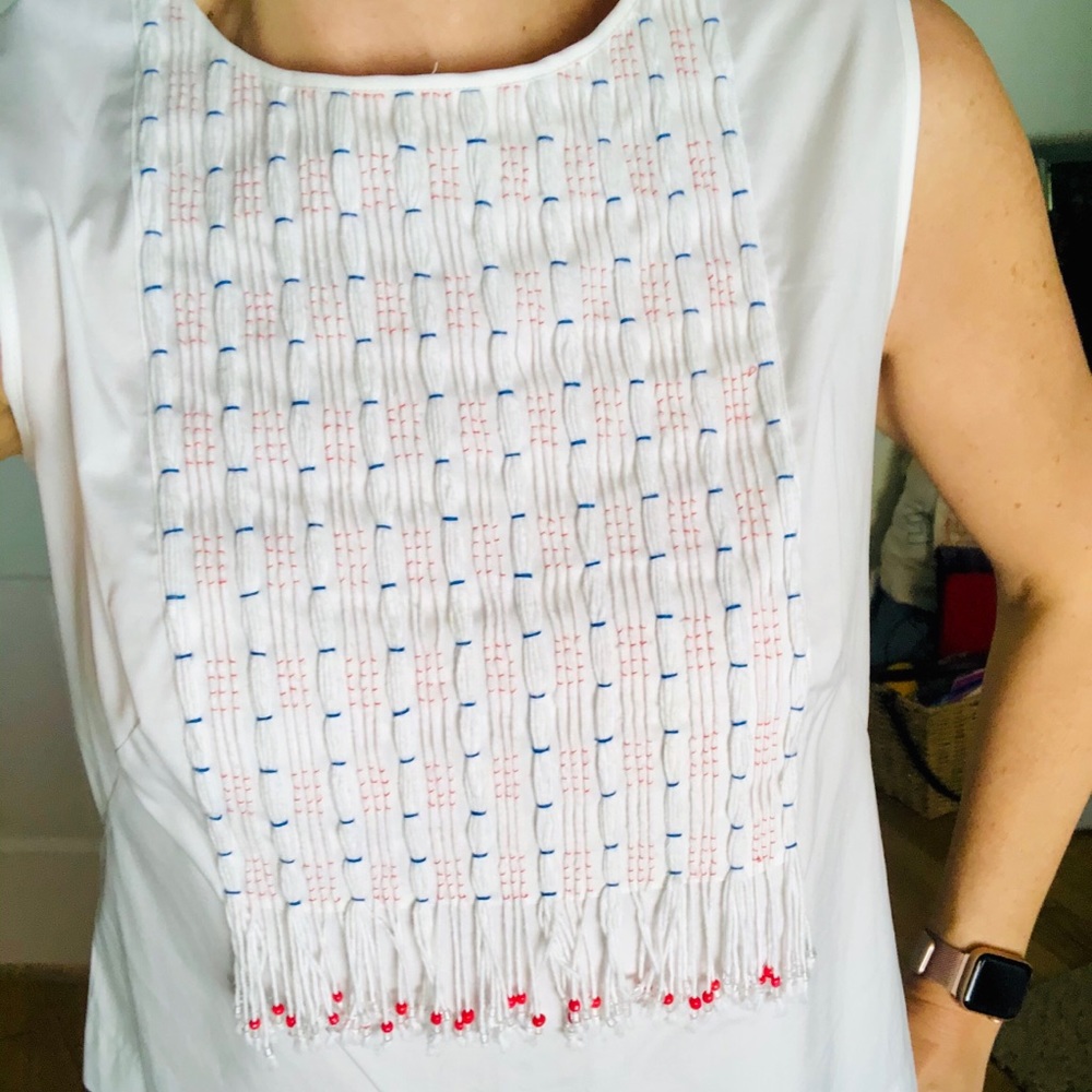 Brooks Brothers beaded sleeveless top